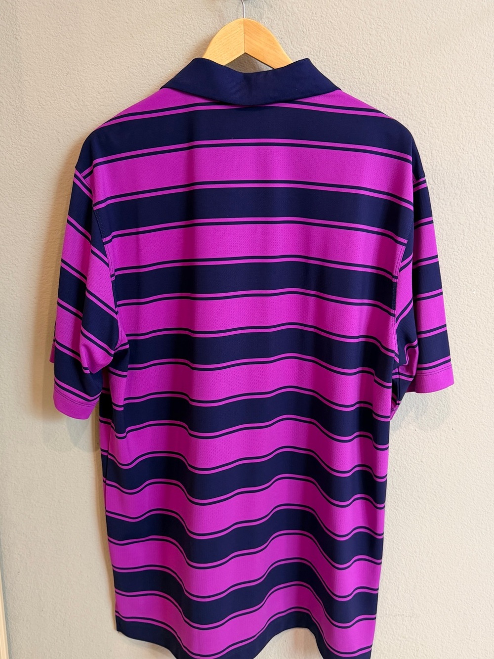 Nike Golf Dri-FIT Striped Performance Polo Shirt XL Pink Purple - Picture 3 of 6